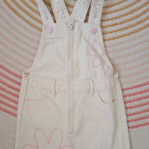 Old Navy Cream Overalls with Pink Floral Pattern